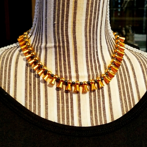 Victoria Varga Hematite Gold Toggle Choker - Picture 1 of 8